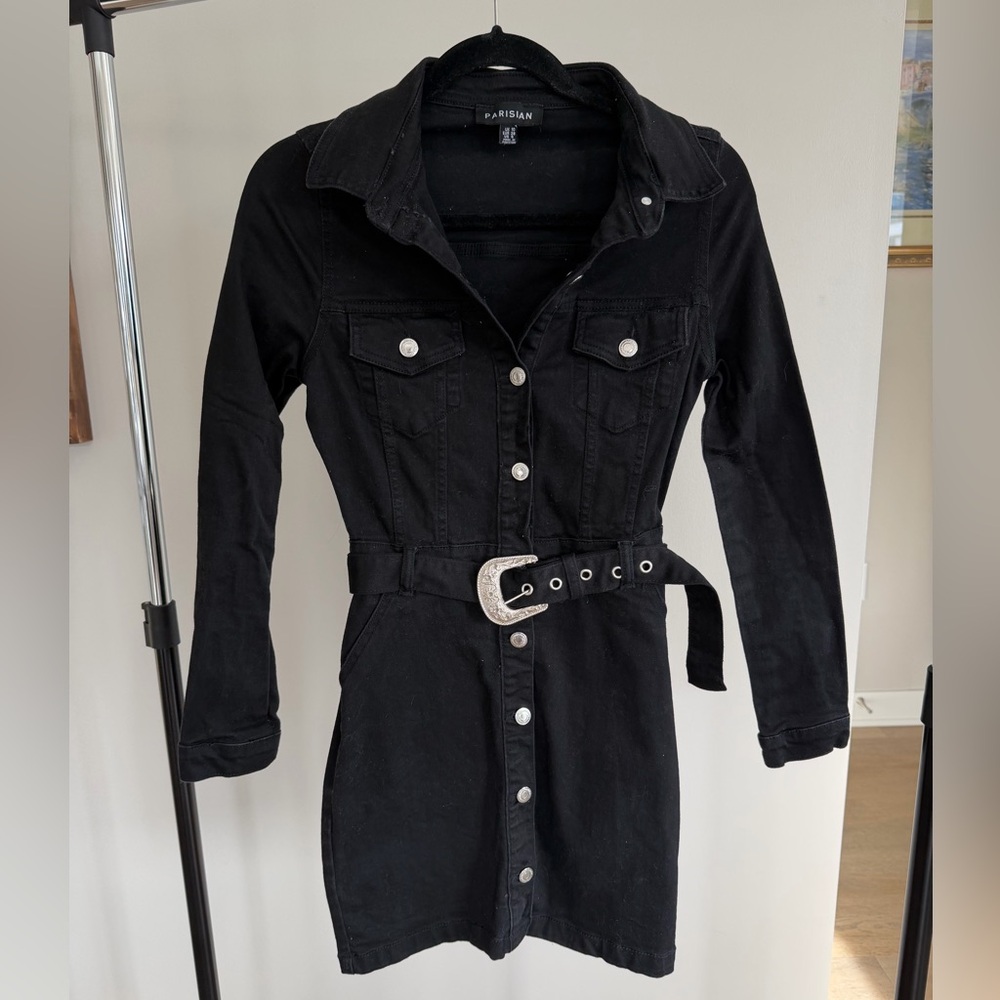 Parisian Works Black Denim Long Sleeve Dress